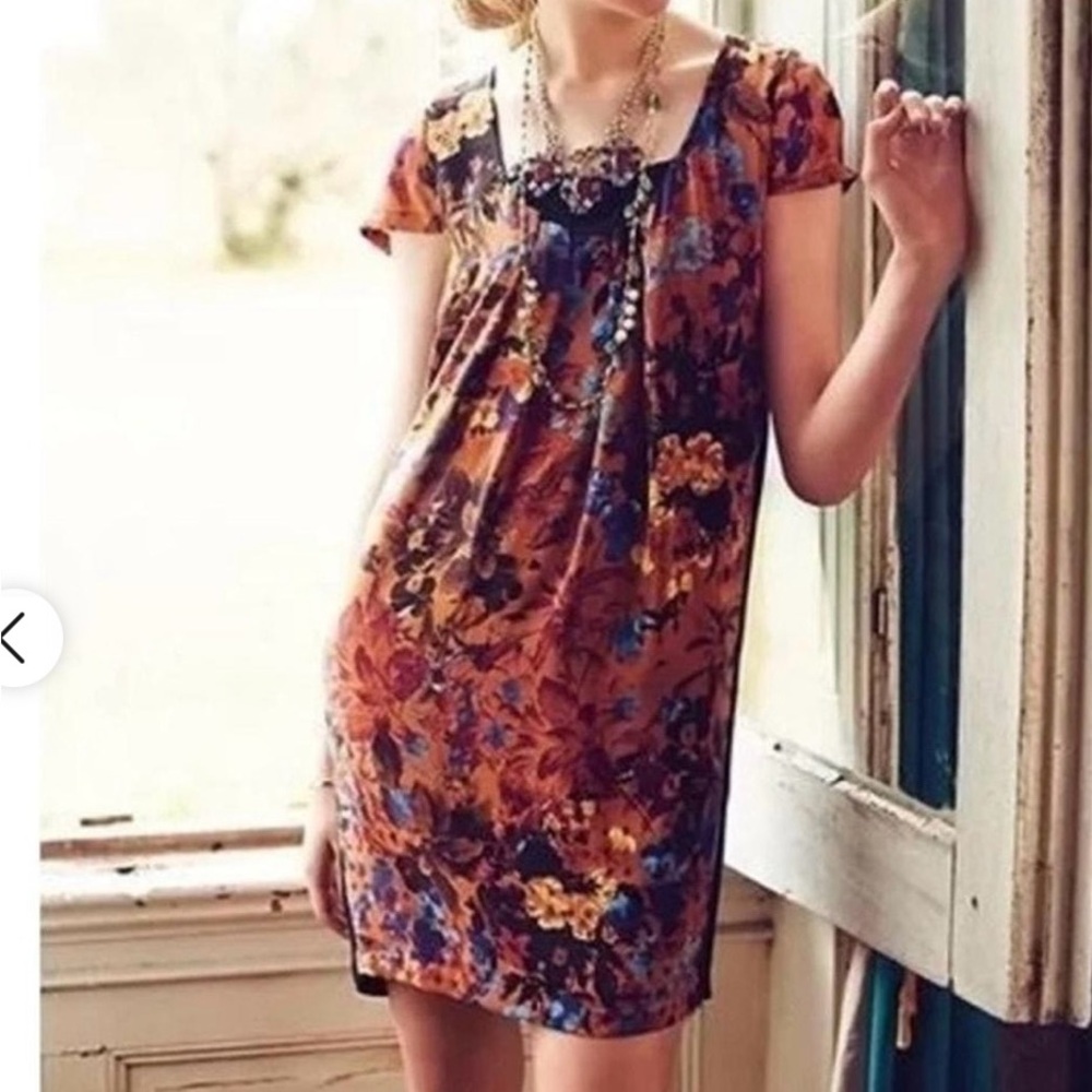 Anthropologie silk mini shift dress